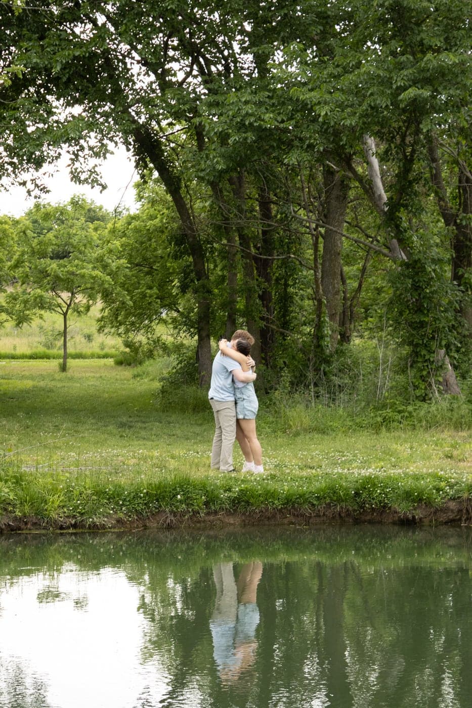 Jamison and Logan embracing just after the proposal
